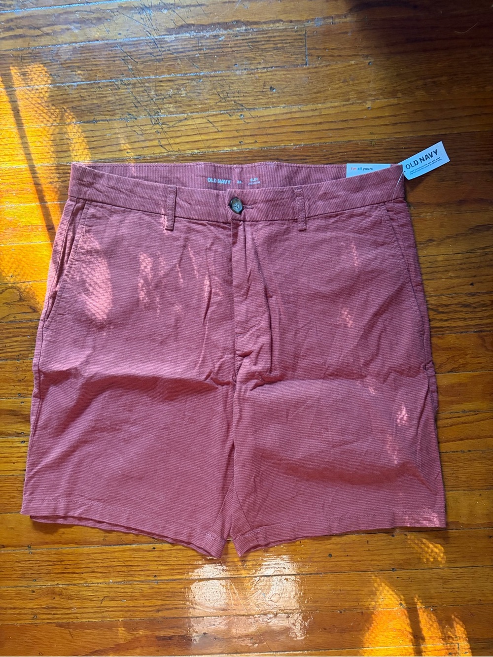 Old Navy Mens Linen Red Slim Shorts size 34 Medium